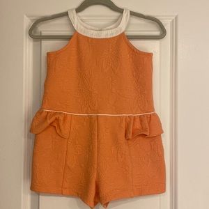 Janie and Jack Coral Floral Jacquard Romper